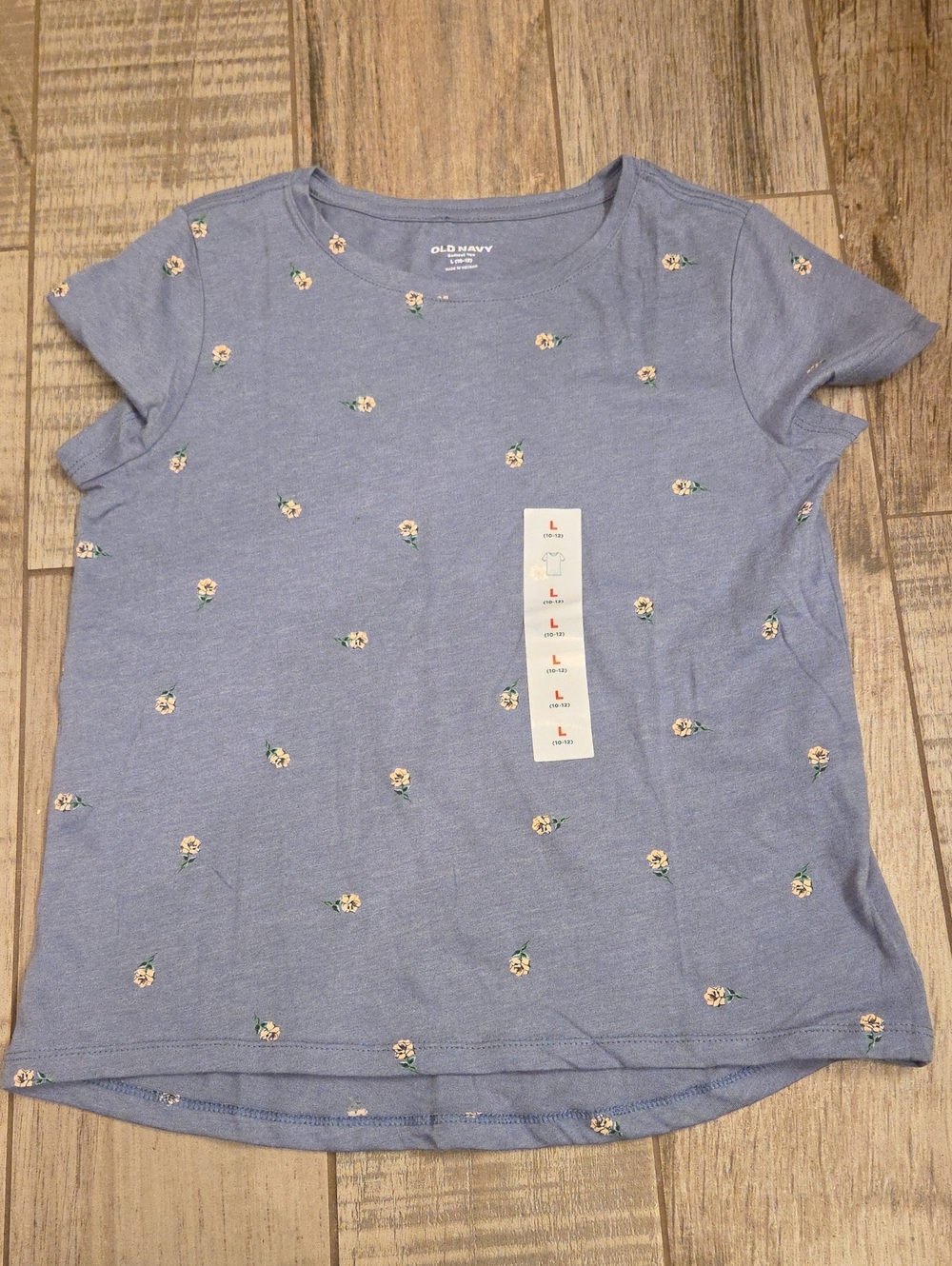 Old Navy Light Blue Floral Short Sleeve Tee